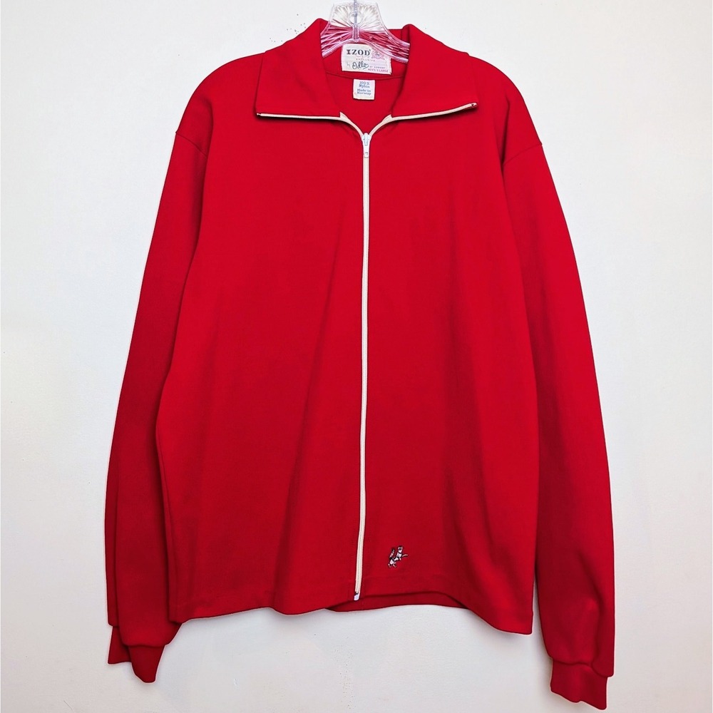 Vintage Izod by Odlo of Norway Nylon Red Zip Jacket 60s / 70s Size XL
